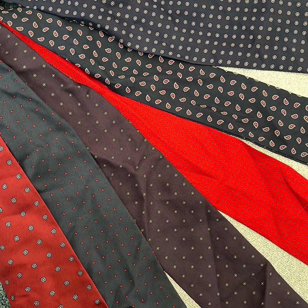 Vintage Audrey Talbot Silk Scarves Lot of 6, Red, Blue, Purple